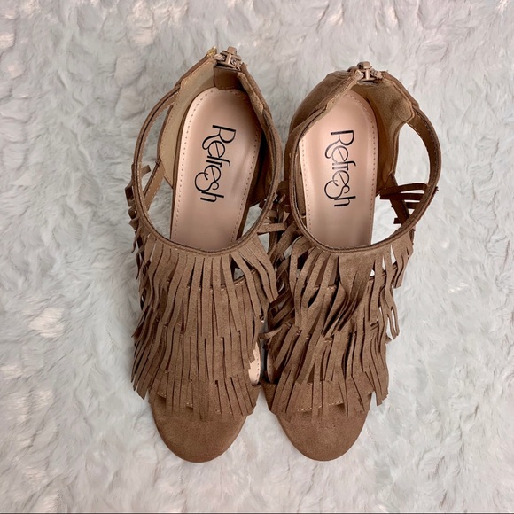 Taupe Fringe Sandal - Picture 3 of 8